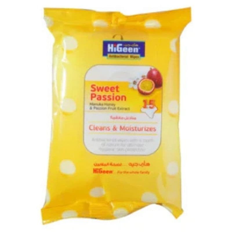 HIGEEN Antibacterial Sweet Passion Wipes - 15 Pieces 5367