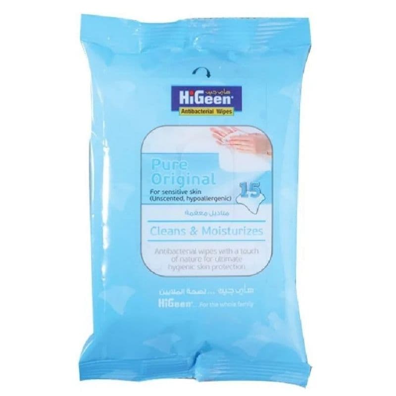 HIGEEN Antibacterial Pure Original Wipes - 15 Pieces 5350
