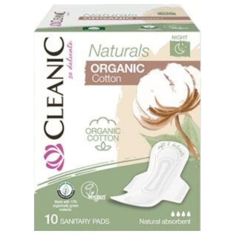 CLEANIC Naturals Organic Cotton Night - 10 Sanitary Pads 8628