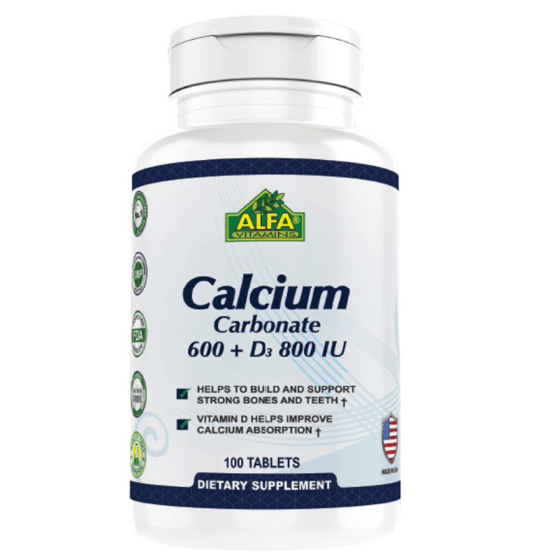 ALFA Calcium Carbonate 600 Plus D3 800IU - 100 Tablets
