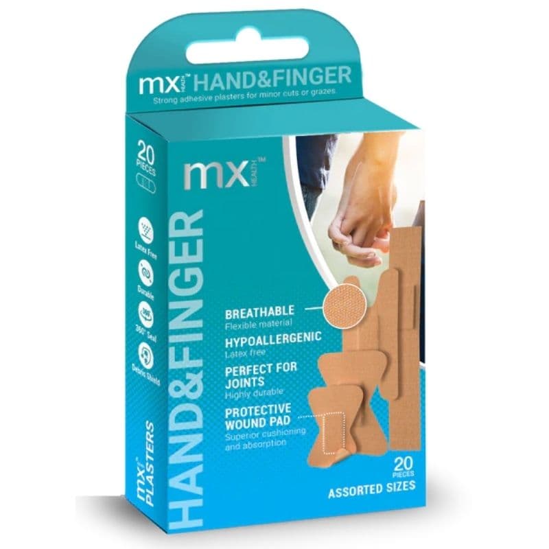 MX HEALTH Hand & Finger Assorted Plasters - 20 Pieces