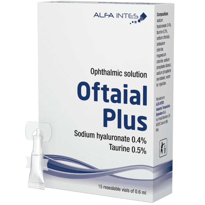 OFTAIAL Plus 0.4% Sodium Hyaluronate/0.5% Taurine - 15 Vials x 0.6ml Eye Drops
